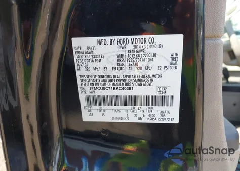 2011 Ford Escape Xls from USA, damaged, VIN 1FMCU0C71BKC40381